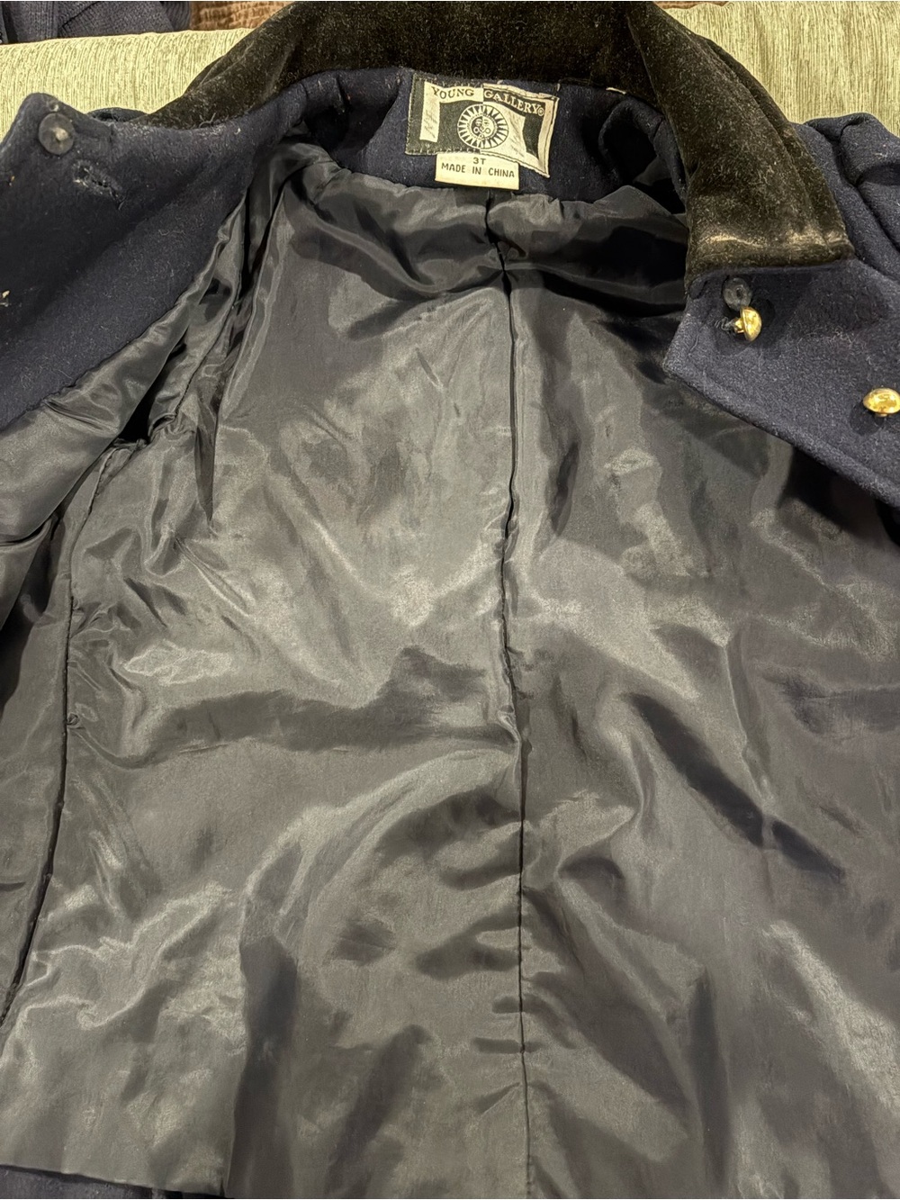 Gallery Men's Navy Pea Coat with Black Velvet Collar